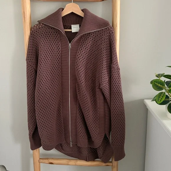 Varley Finn Zip Knit Jacket Sz Medium Peppercorn - Picture 4 of 8